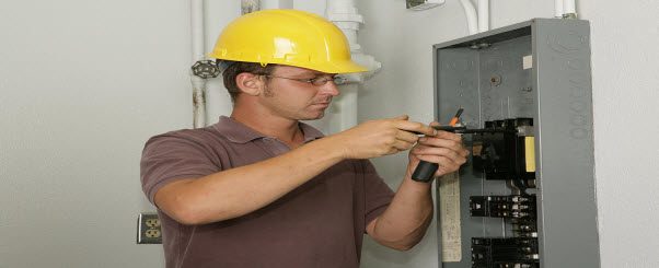Electrician performing panel upgrade Professional Electrician Panel Upgrade